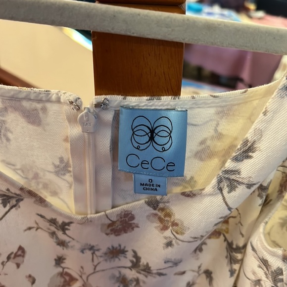 CeCe white floral denim dress over the knee. Great condition. - Picture 2 of 6